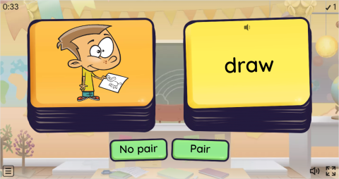 Classroom Verbs ESL Pair or No Pair Worksheet