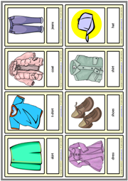 Clothes and Accessories ESL Vocabulary Learning Cards