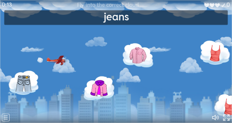 Clothes ESL Vocabulary Airplane Game