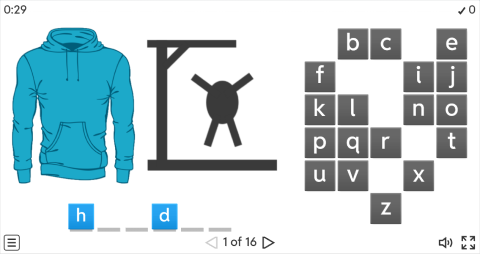 Clothes Vocabulary ESL Interactive Hangman Game