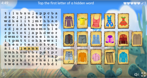 Clothes ESL Interactive Wordsearch Puzzle
