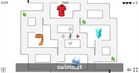 Clothes ESL Vocabulary Maze Chase Game