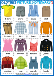 Clothes ESL Printable Picture Dictionary Worksheets