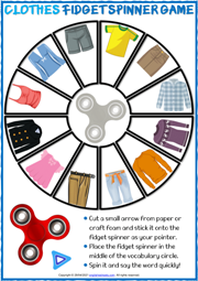 Clothes ESL Printable Fidget Spinner Game