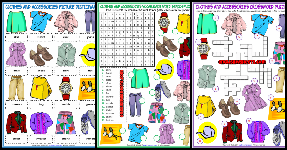 Clothes and Accessories Vocabulary in English
