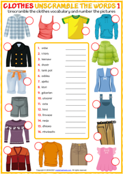 VOCABULARY: CLOTHES: English ESL worksheets pdf & doc