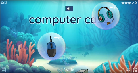 Computer Parts ESL Vocabulary Flying Fruit Game
