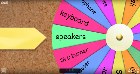 Computer Parts Interactive Spin The Wheel Worksheet