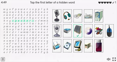 Computer Parts ESL Interactive Wordsearch Puzzle
