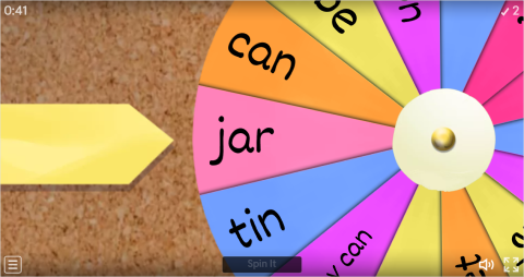 Containers ESL Interactive Spin The Wheel Worksheet