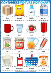 Containers ESL Printable Picture Dictionary For Kids