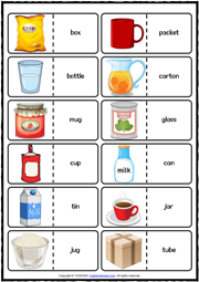 Containers ESL Printable Dominoes Game For Kids