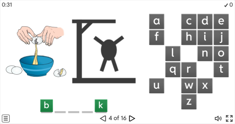 Cooking Verbs ESL Interactive Hangman Game
