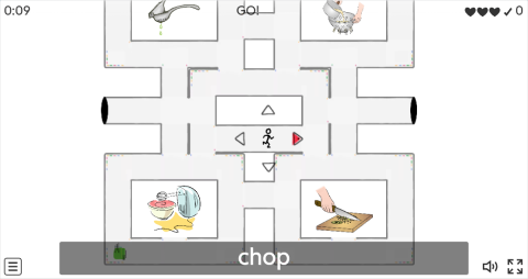 Cooking Verbs ESL Vocabulary Maze Chase Game