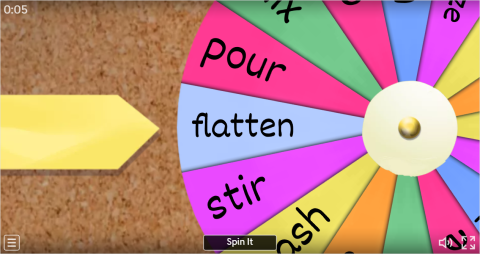 Cooking Verbs ESL Interactive Spin The Wheel Worksheet