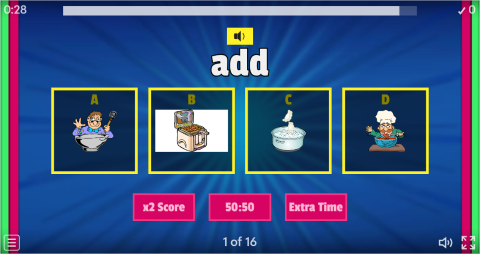 Cooking Verbs ESL Interactive Vocabulary Quiz Show