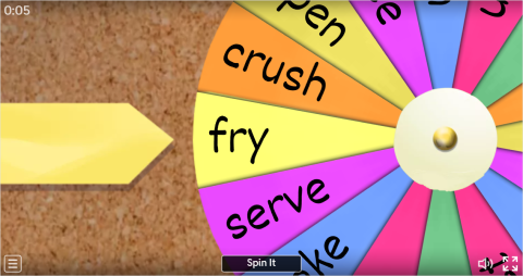 Cooking Verbs ESL Interactive Spin The Wheel Worksheet