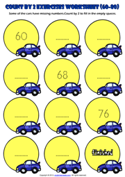 Counting Forward by 2 from 60 to 80 Exercises Worksheet