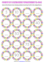 Counting Forward by 5 from 5 to 100 Exercise Worksheet