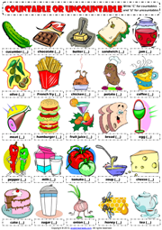 Countable or Uncountable Nouns ESL Exercises Worksheet