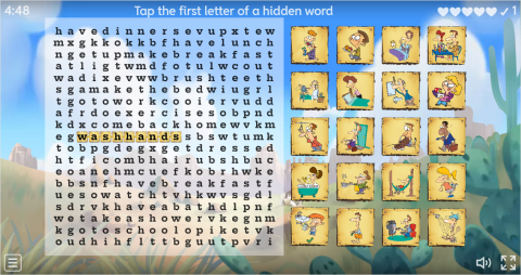 Daily Routines ESL Interactive Wordsearch Puzzle