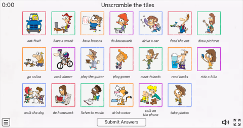 Daily Routines ESL Interactive Match Up Worksheet