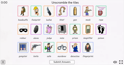 Detective Stories ESL Interactive Match Up Worksheet
