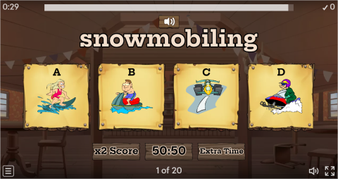 Extreme Sports ESL Interactive Vocabulary Quiz Show