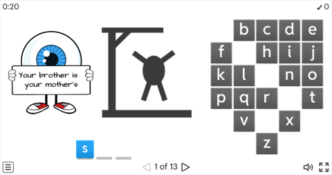 Family Members ESL Interactive Hangman Game