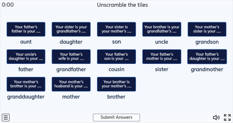 Family Members ESL Interactive Match Up Worksheet