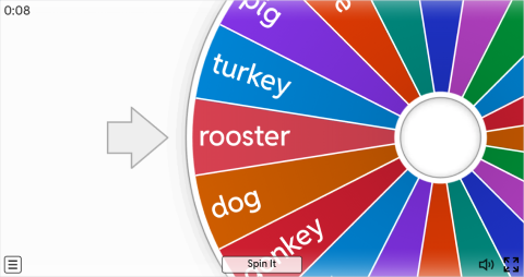 Farm Animals ESL Interactive Spin The Wheel Worksheet