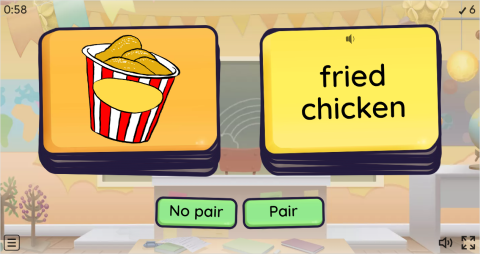 Fast Food ESL Pair or No Pair Worksheet