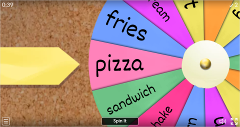Fast Food ESL Interactive Spin The Wheel Worksheet