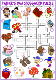Father's Day ESL Crossword Puzzle Worksheet for Kids