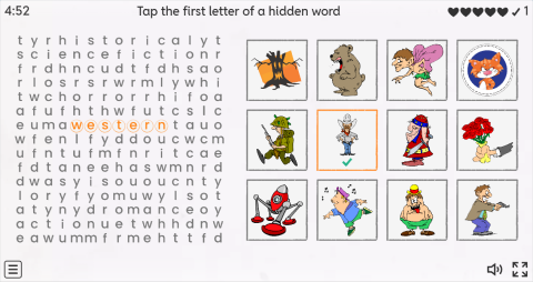 Types of Films ESL Interactive Wordsearch Puzzle