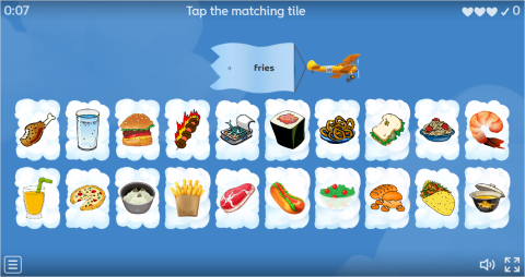 Food and Drinks Interactive Find The Match Worksheet