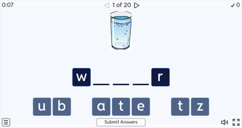Food and Drinks Interactive Spell The Word Worksheet