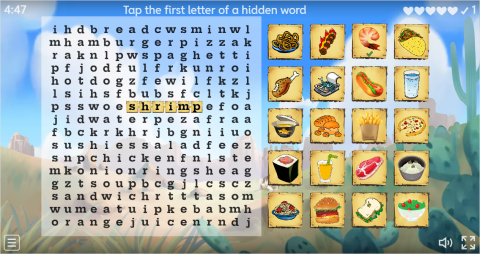 Food and Drinks ESL Interactive Wordsearch Puzzle