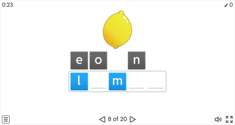 Fruits Vocabulary ESL Interactive Anagram