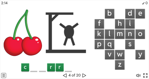 Fruits Vocabulary ESL Interactive Hangman Game
