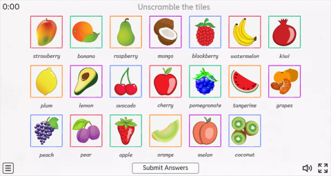 Fruits ESL Interactive Vocabulary Match Up Worksheet