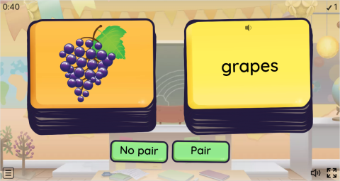 Fruits ESL Vocabulary Pair or No Pair Worksheet