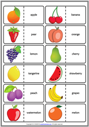 Fruits ESL Printable Dominoes Game For Kids