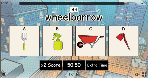 Gardening Tools ESL Interactive Vocabulary Quiz Show
