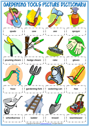 Gardening Tools ESL Picture Dictionary Worksheet For Kids