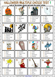 Halloween ESL Printable Multiple Choice Tests For Kids