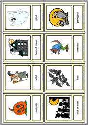 Halloween ESL Printable Vocabulary Learning Cards For Kids