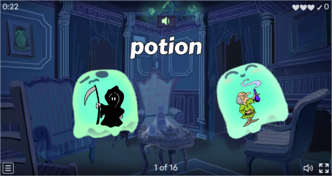 Halloween ESL Vocabulary Flying Fruit Game