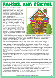 Hansel and Gretel ESL Reading Text Worksheet For Kids
