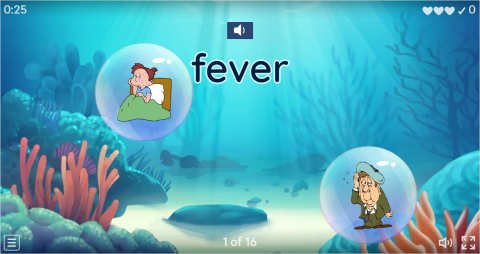 Health Problems ESL Vocabulary Flying Fruit Game